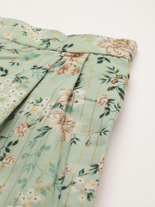 Bollywood Vogue Ready To Wear Green Muslin Digital Printed Co ords Set