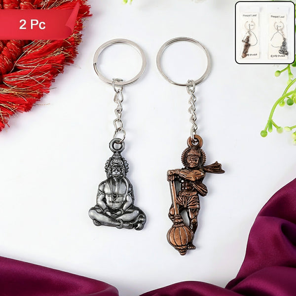 Hanuman Metal Keychain Set (2 Pc Mix Design)