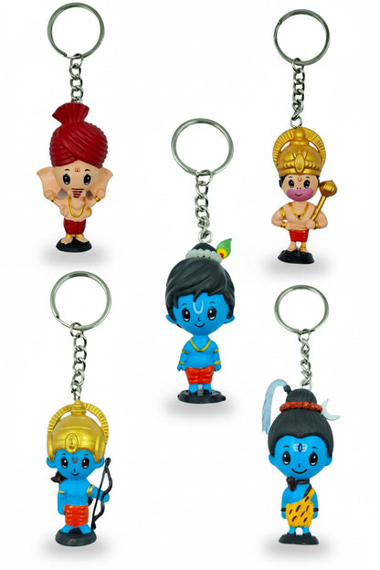 Divine Little Hindu Deities 3D 1PC Keychain – (Ganesha, Hanuman, Krishna, Ram, Shiva) (Multi Design) SAHANA GIFTS & STATIONARY