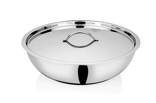 Triply Stainless Steel Extra Deep Tasla with Lid (Multiple sizes)