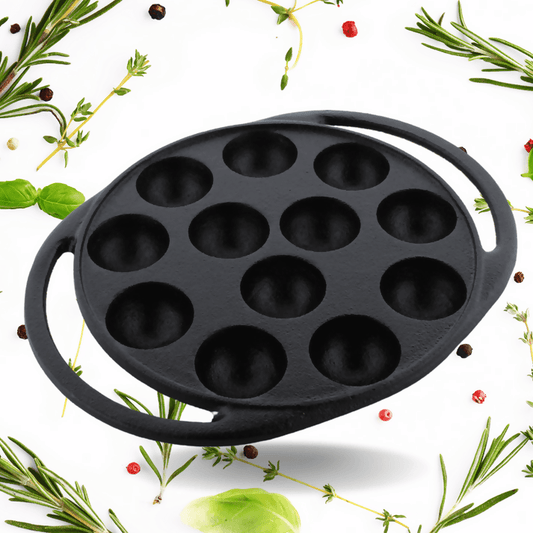 Paniyaram Pan Paddu Tawa Cast Iron (12 Pits) - HalfPe