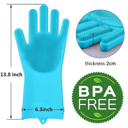 OXSAM Silicone Hand Gloves For Dish Washing Bathroom Cleaning And Kitchen Pack of 1 (SkyBlue) - HalfPe