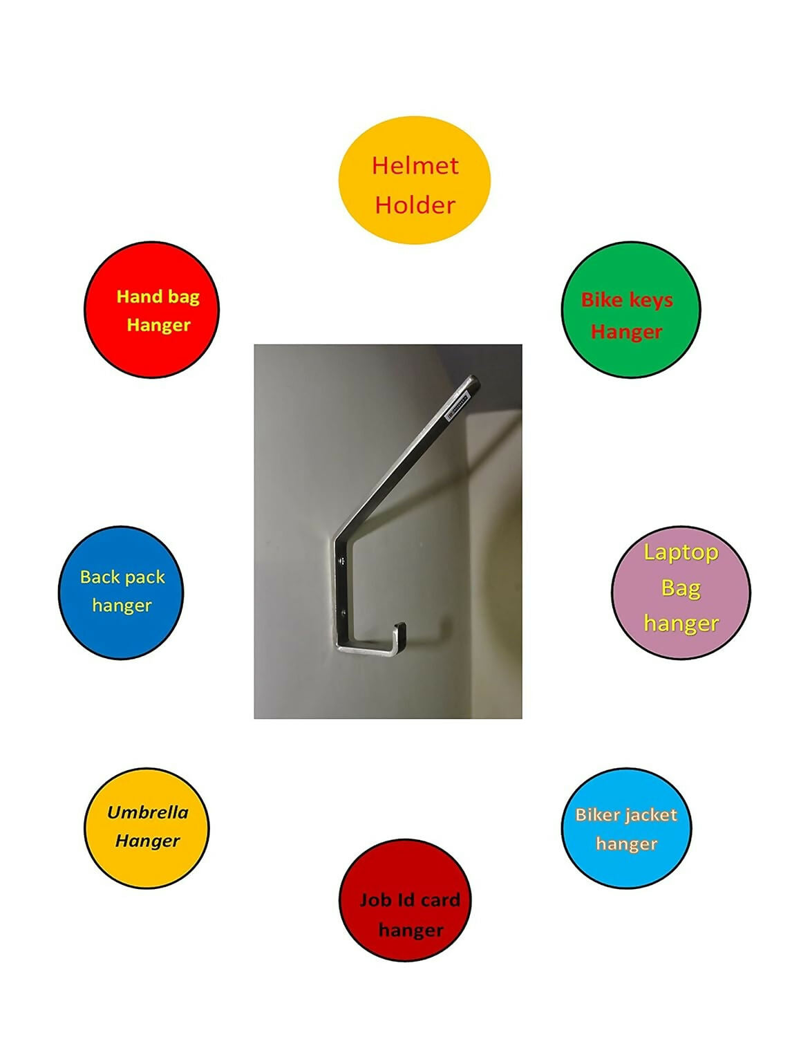 Multi-Purpose Heavy Duty Wall Mount Hanger, Hook for Helmet, Bags & Accessories WiNNY