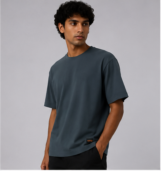 HUSTLE Men's Crew Neck Relax Fit Tees - Charcol Gray
