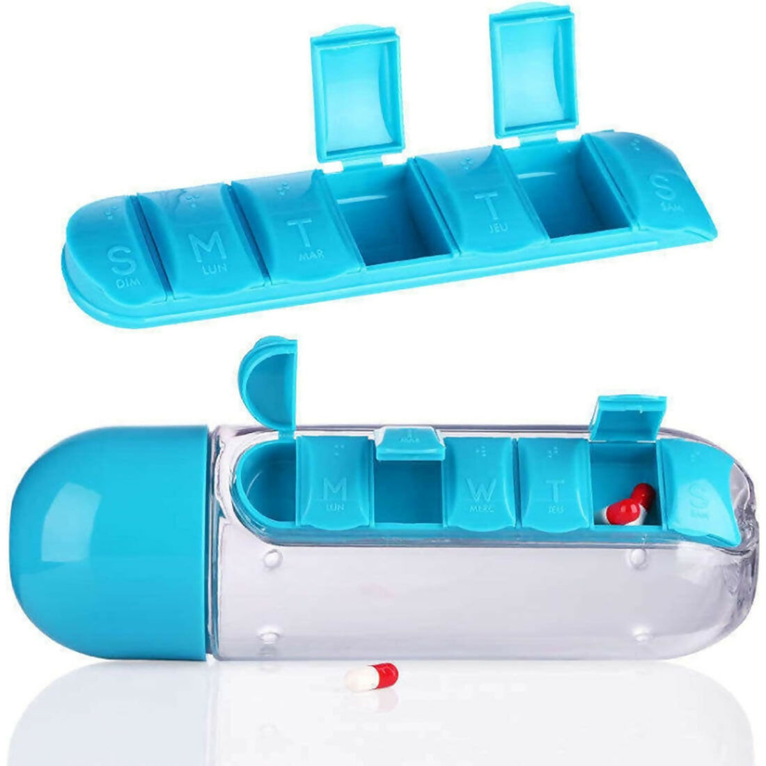 Multi-Functional Pill & Water Bottle – Travel Kit 600ml -Mix Color ABHI Mobiles