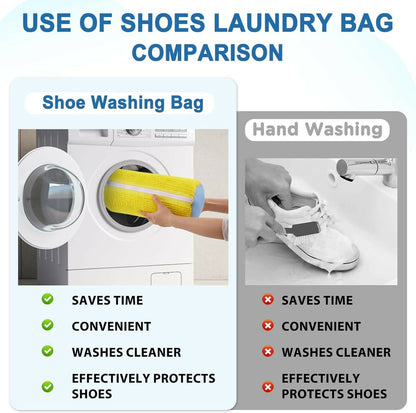 Reusable Shoe Washing Bag for Washing Machine & Dryer Invisible Zipper Side-Opening Laundry Bag for Sneakers & Shoes (Yellow, 1 Piece)