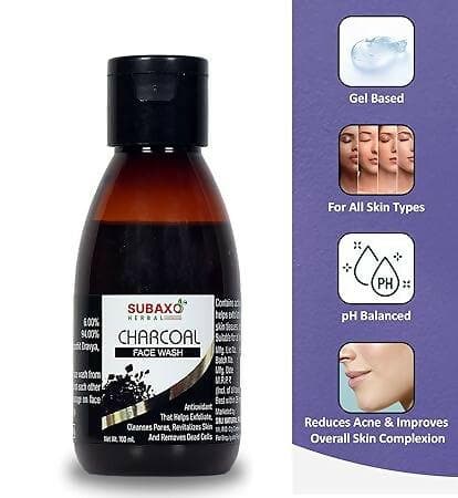 SUBAXO Charcoal Herbal Face Wash Clean Pores & Remove Dead Cells (100ml) - HalfPe