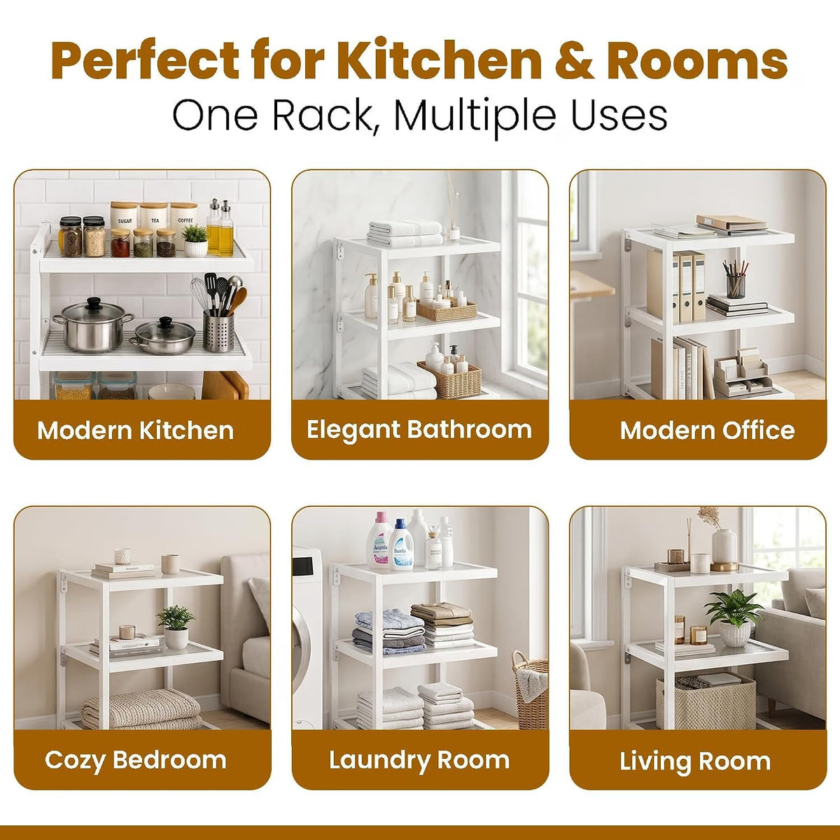 Rioware 3-Tier Kitchen Organizer Rack | Multi-Layer Countertop Storage Shelf | Transparent Kitchen Stand for Coffee Mugs, Tea Sets, Spice Jars & Kitchen Essentials Racknest