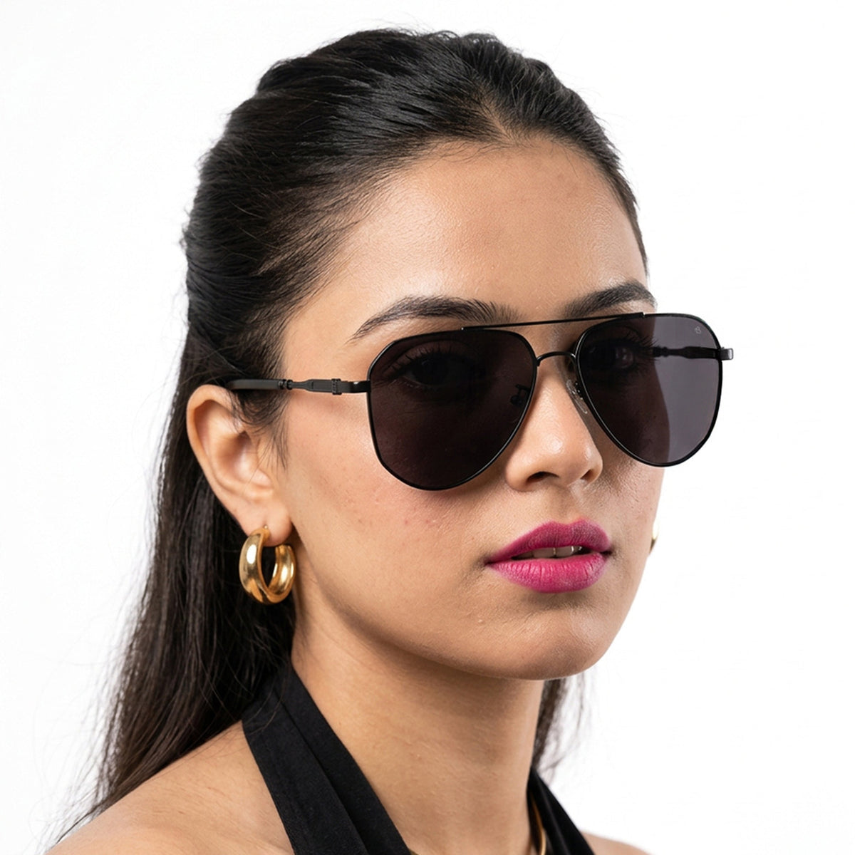 Eyejack Black Aviator Sunglasses for Men and Women - Style 2122 - worn by a male model (image 3)