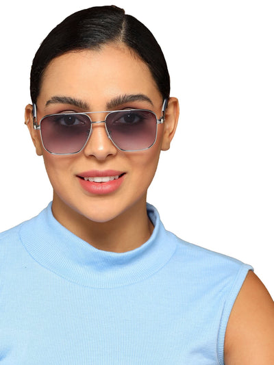 Eyejack silver Square Sunglasses for Men and Women - Style L828 - worn by a male model (image 2)