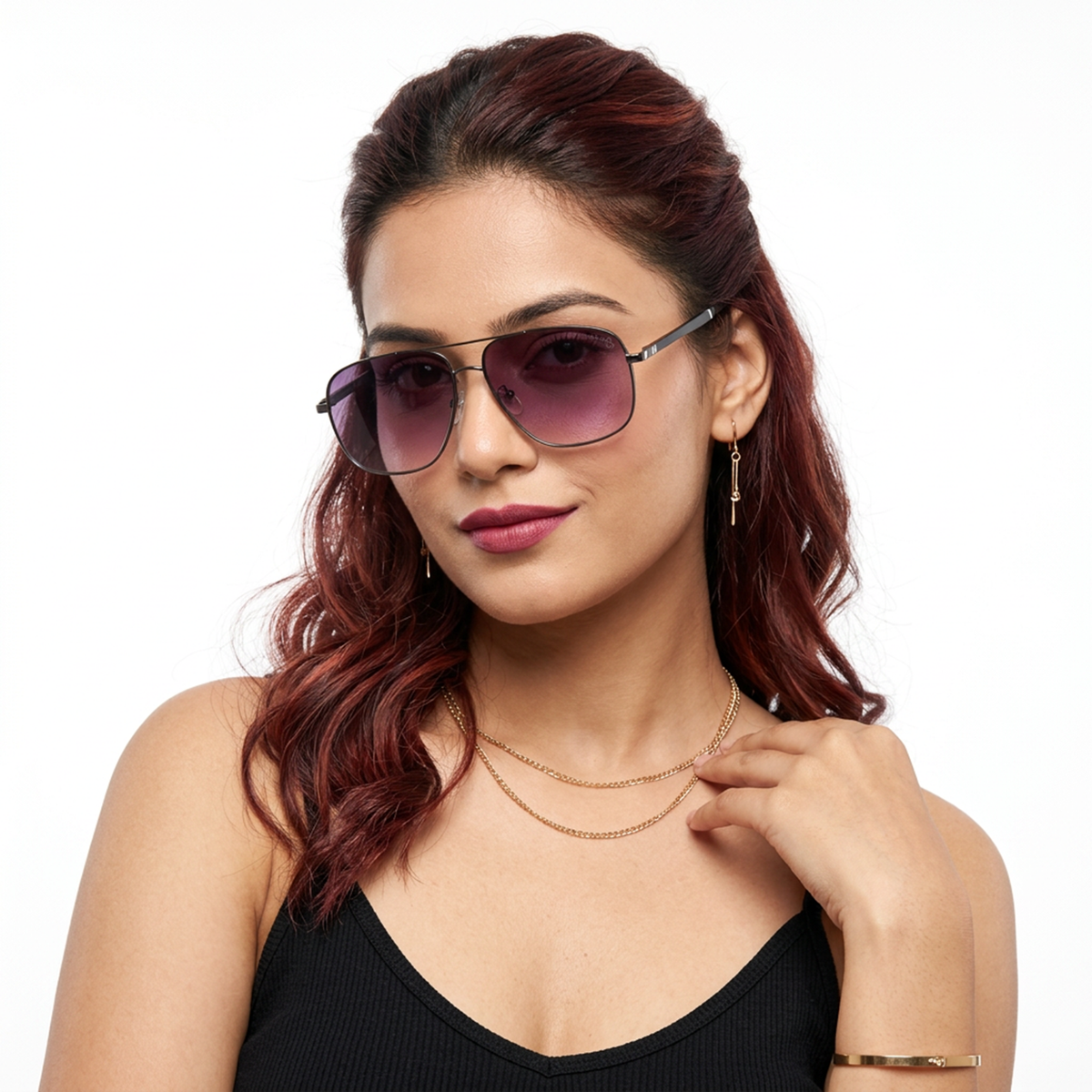 Dawn Dark Grey Rectangle Sunglasses for Men and Women - worn by a male model (image 3)