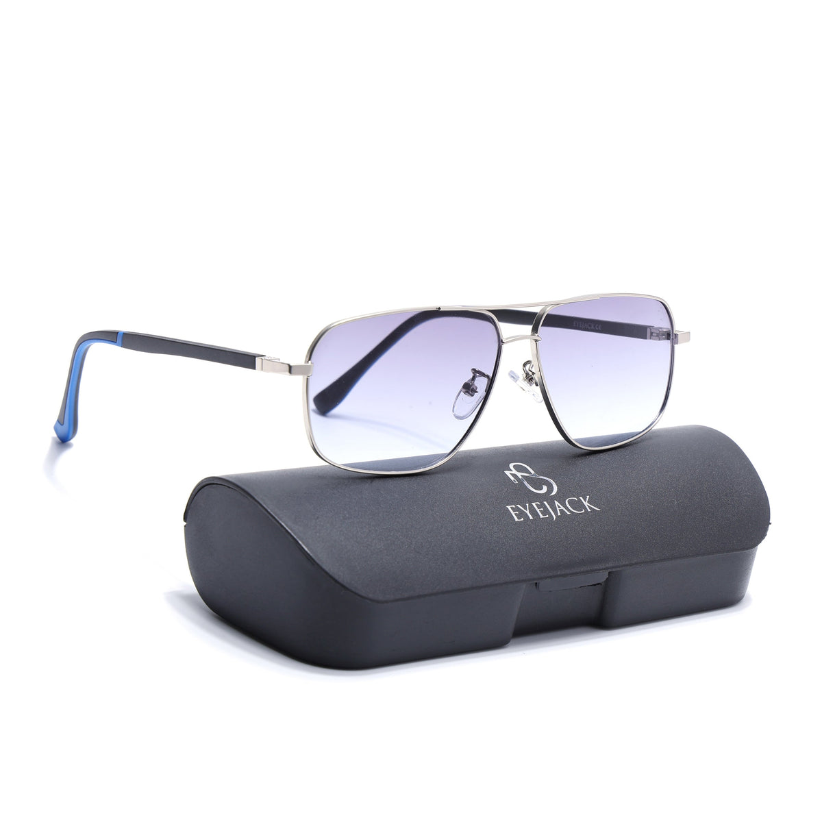 Dawn Silver Rectangle Sunglasses for Men and Women - with box packaging