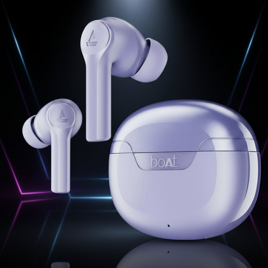 Boat Airdopes 300 Wireless Earbuds with, Quad Mics AI ENx™ Tech, ASAP™ Charge, Spatial Audio (Multi color Playback Time: 50 hours)