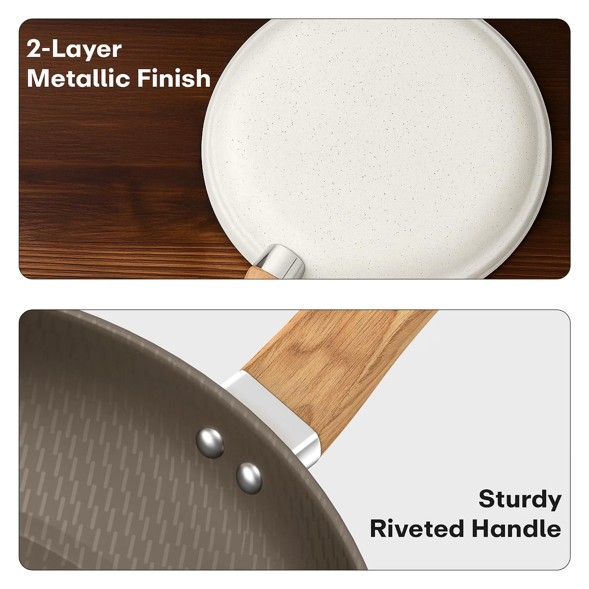 Rioware Non-Stick Maifan Frying Pan (3L) | 5-Layer Non-Stick Coating | Induction, Ceramic, Electric & Gas Compatible | Dishwasher Safe |Multipurpose Pan for Eggs, Stir-Fry (28CM, Maifan Frypan Black)