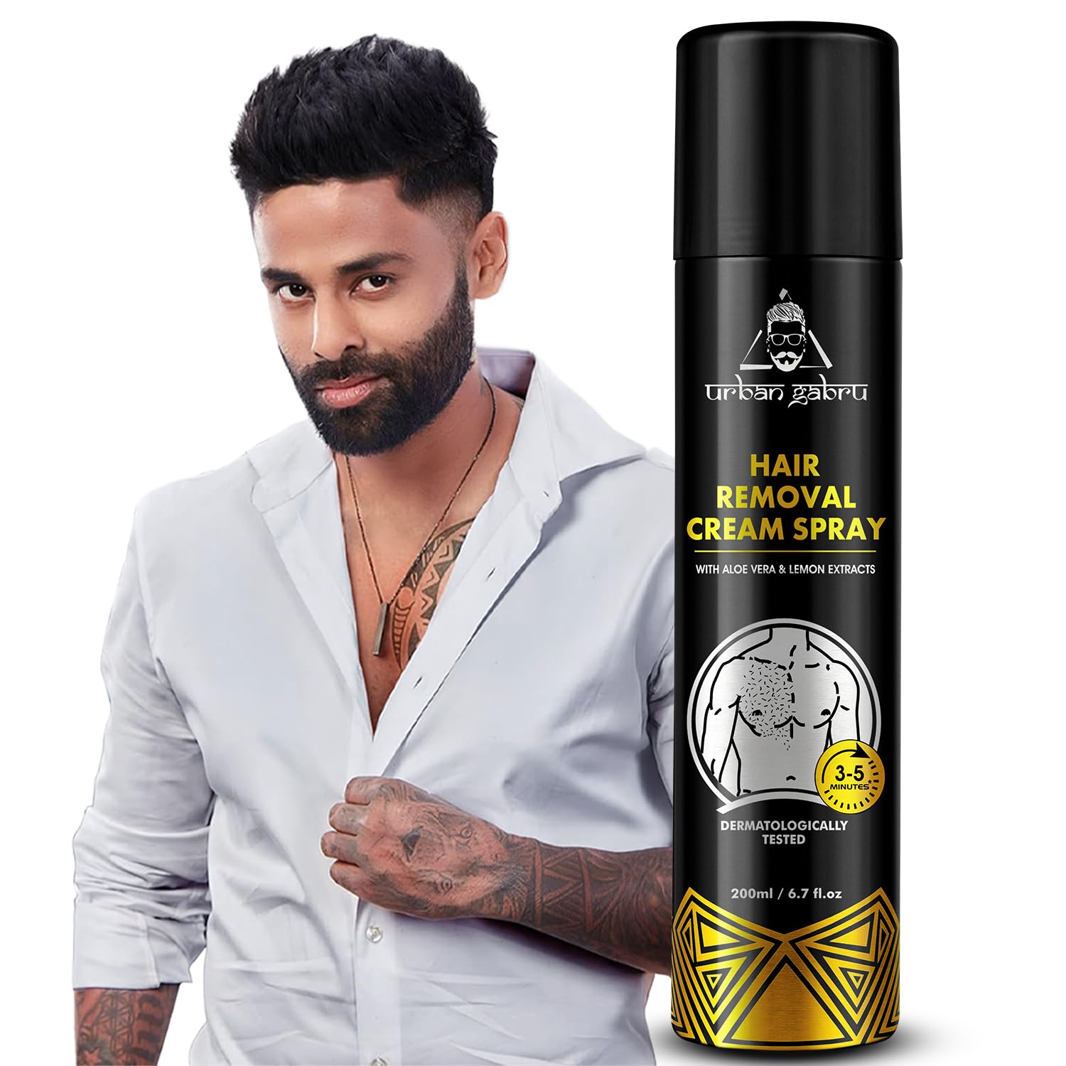 Urbangabru Hair Removal cream Spray | Painless Body Hair Removal spray For Chest, Back, Legs & Under Arms (200 ml) (Hair Removal Cream Spray - 200ml)