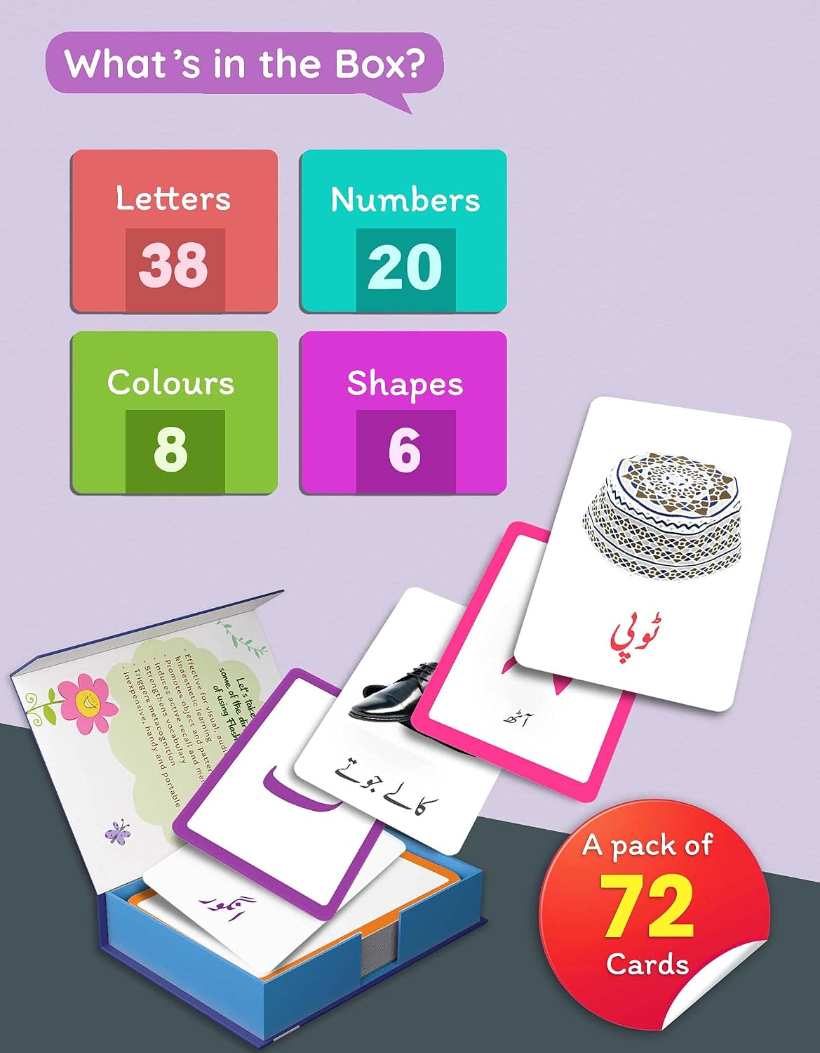 Urdu Flash Cards for Kids 2+ Years | Alphabet, Numbers, Colours & Shapes - Image 2