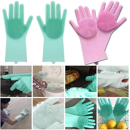 Silcion Washable Rubber Hand Gloves(Multicolor)