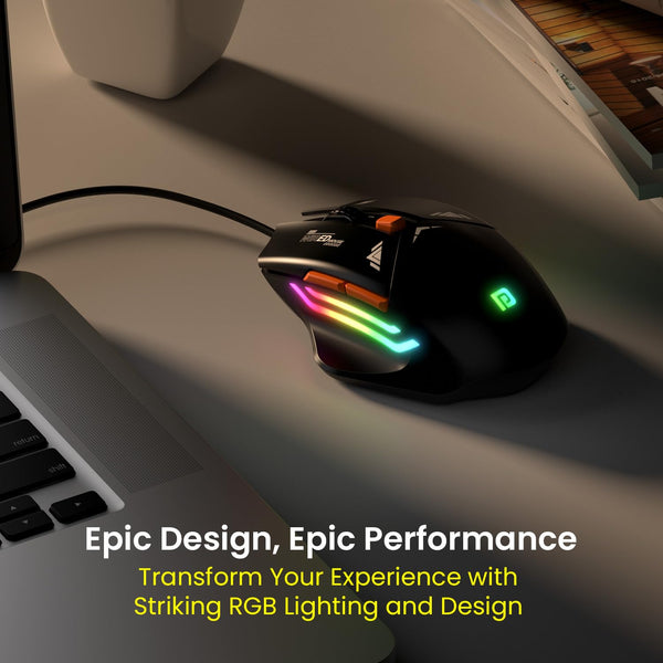 Portronics Vader gaming Mouse with 6 soundless buttons and adjustable DPI (BLACK)