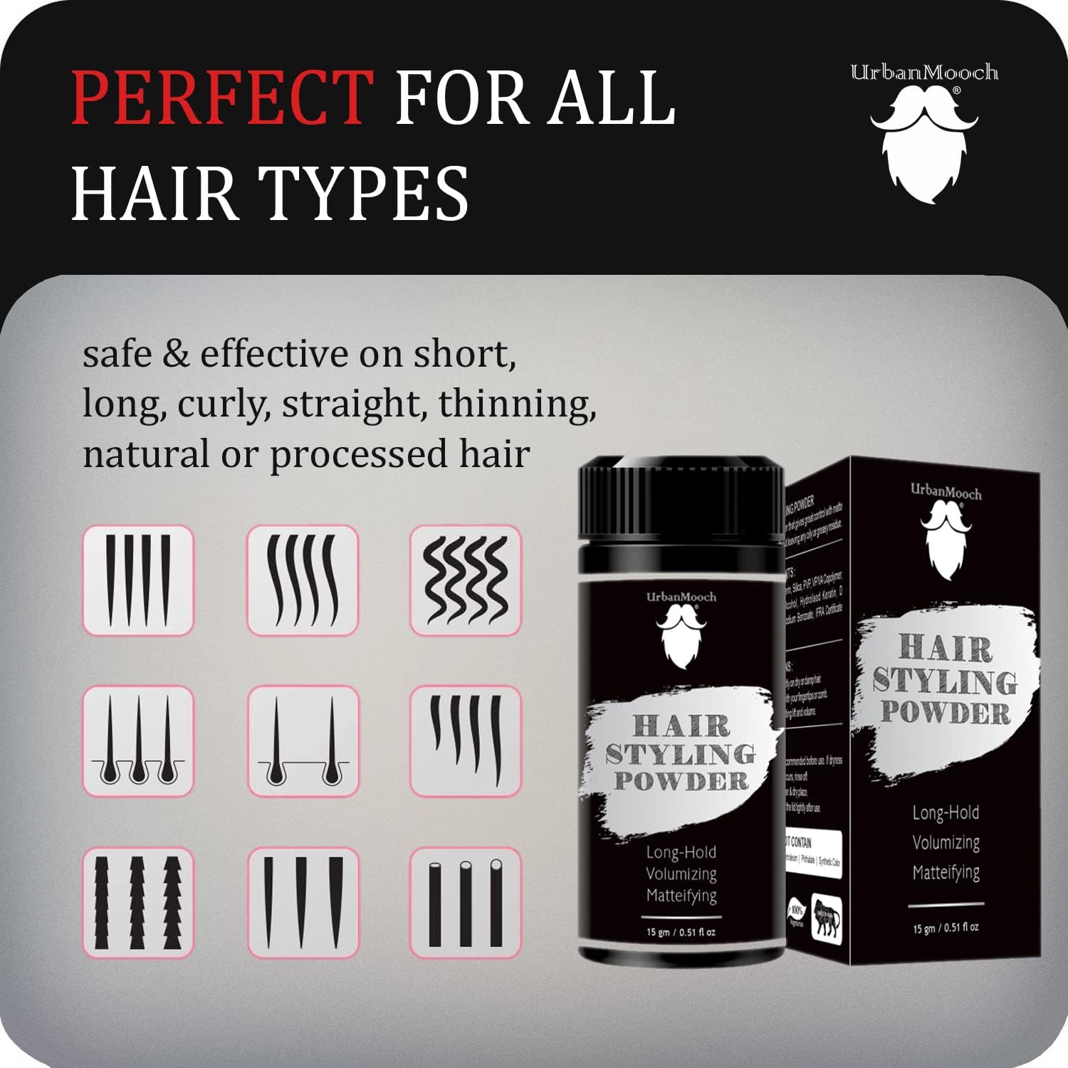 UrbanMooch Hair Styling Set with Volumizing Powder 15g and Sea Salt Spray 100ml, | Matte Finish Hair Wax Powder | Volume | Texture Lohiya Retails