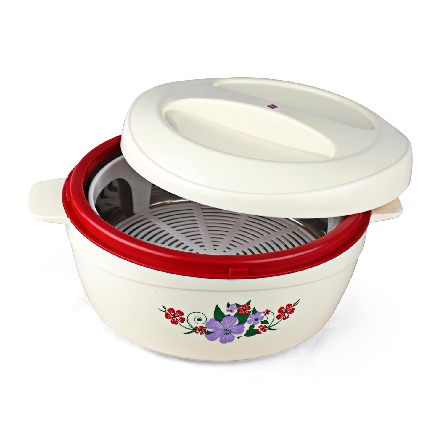 Cello Roti Plus Insulated Casserole Hot Pot Box Case with Lid 1500 ml Red | BPA Free, Double Wall PU Insulated, Inner Drip Tray Casserole For Hot Pot For Roti Chapathi | Hot Pot Roti Case For Kitchen