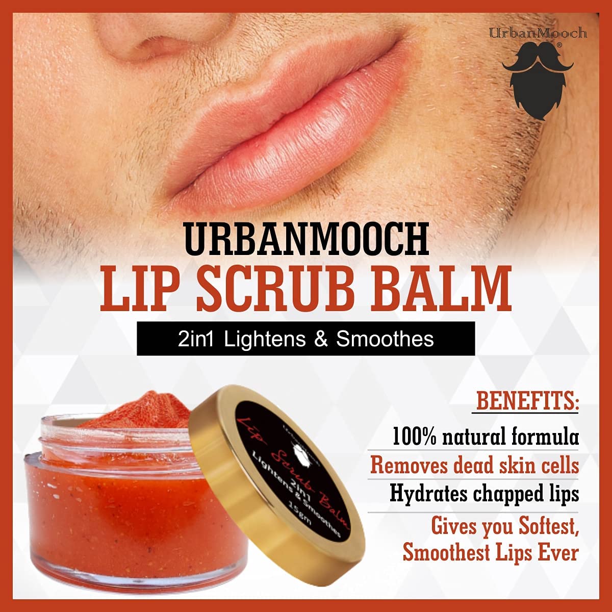 UrbanMooch Lip Scrub Balm Lightening And Brightening Dark Lips For Men Dry Lips/Smoker/Chapped Lips, For Men 15 G Lohiya Retails