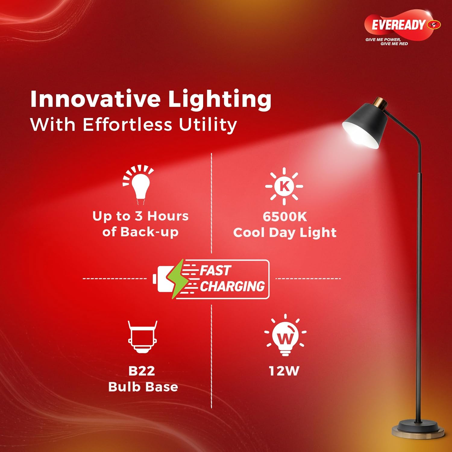 Eveready NEO 12W Emergency LED Bulb – 6500K Cool White, Fast Charging