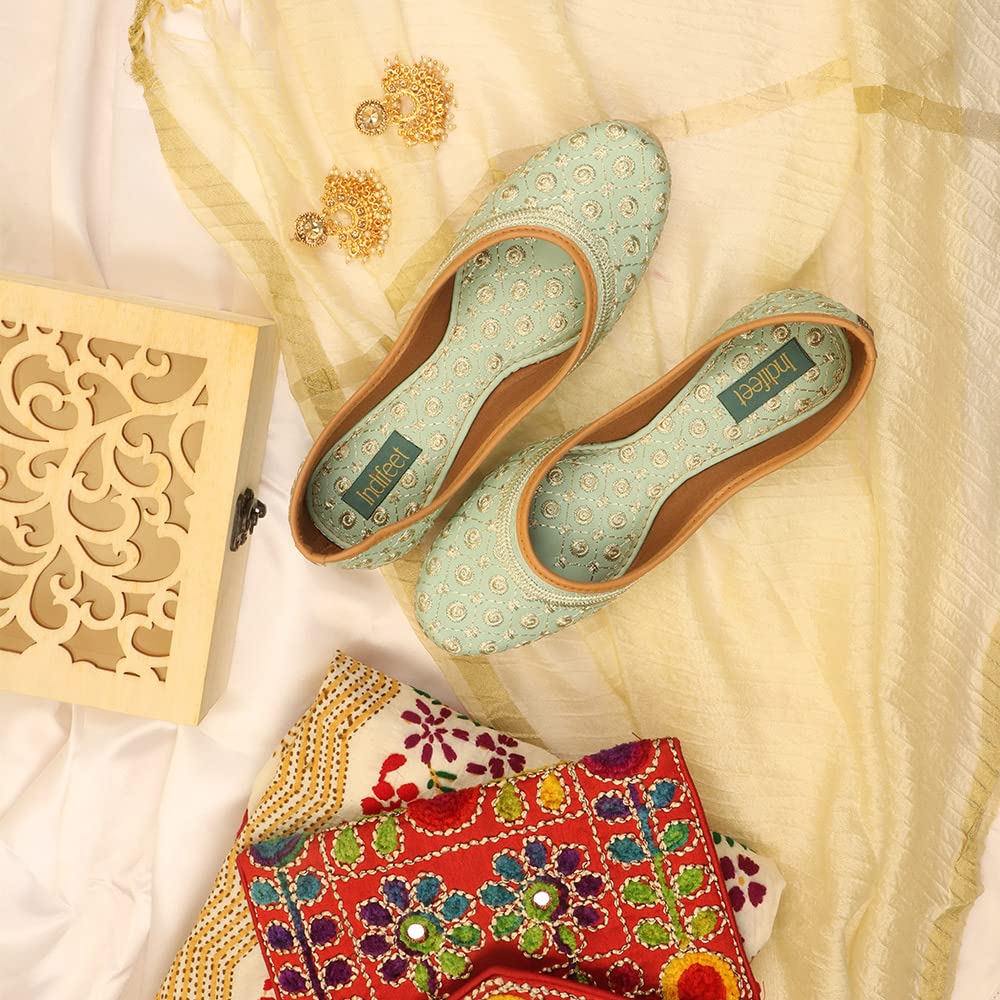 Indifeet Jutti for Women - Green - Image 2
