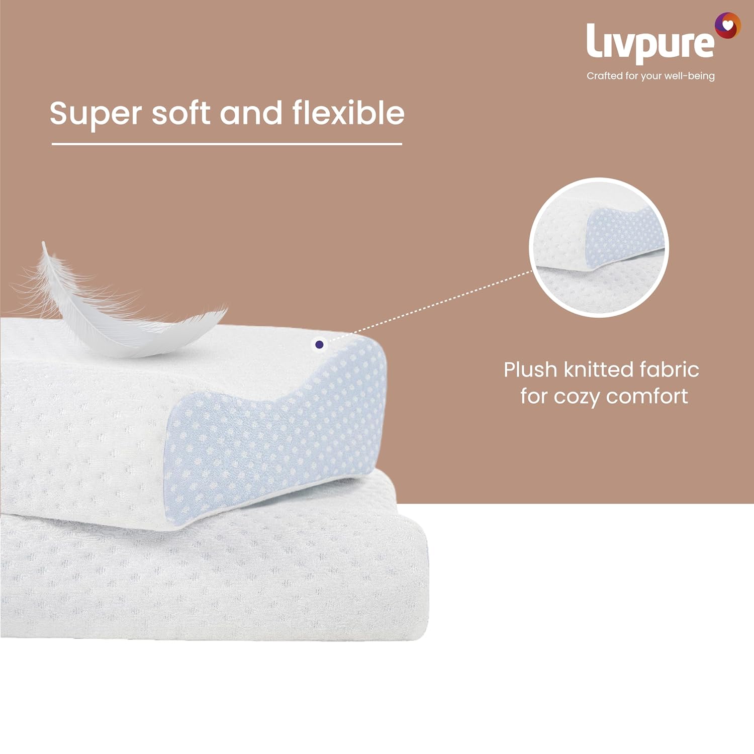 Livpure Smart Breeze Contour Ortho Pillow – Perforated Memory Foam Cervical Support Pillow, White