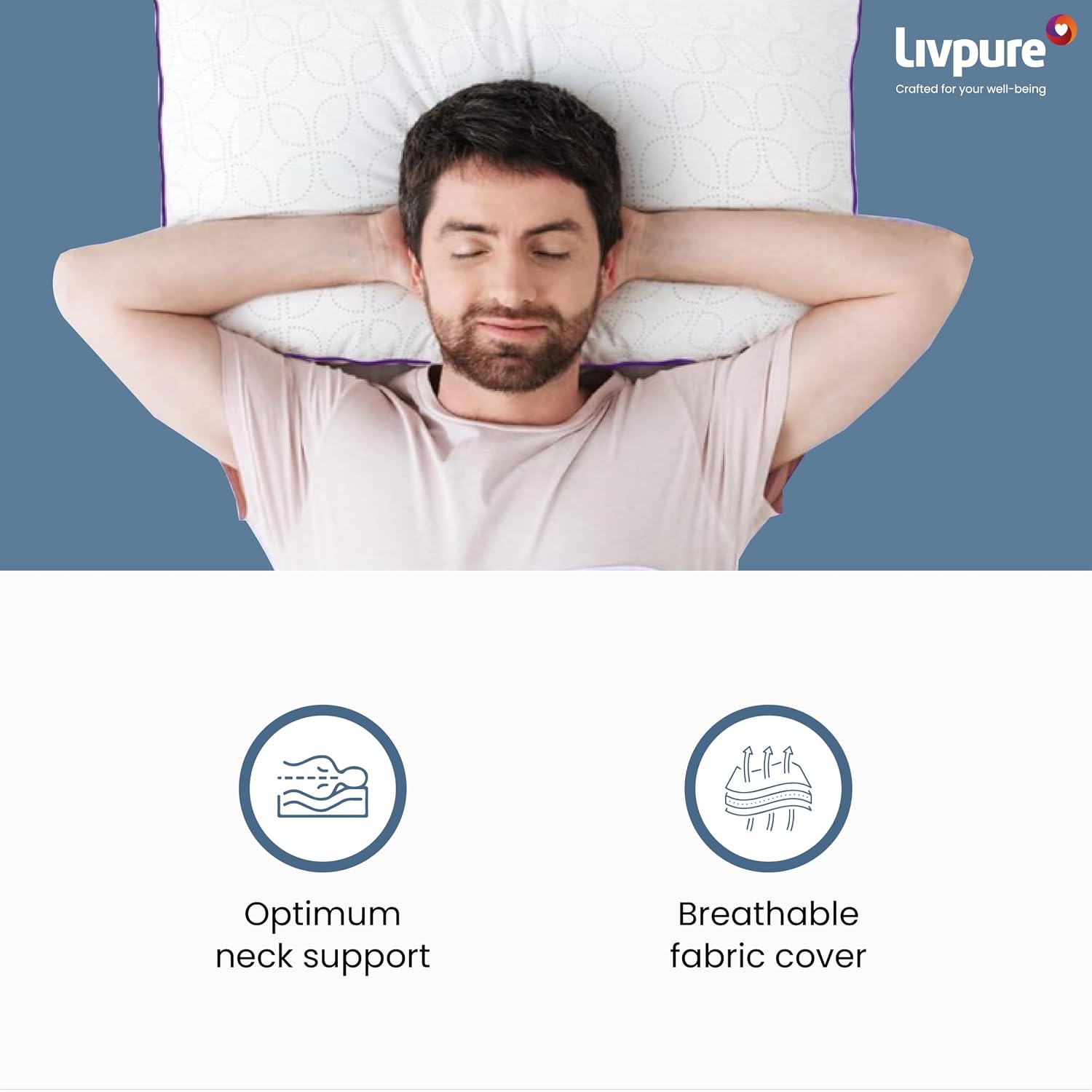 Livpure Smart Cloud Plus Premium Fiber Pillow – Extra Plush Memory Fiber Bed Pillow, White (Pack of 2)