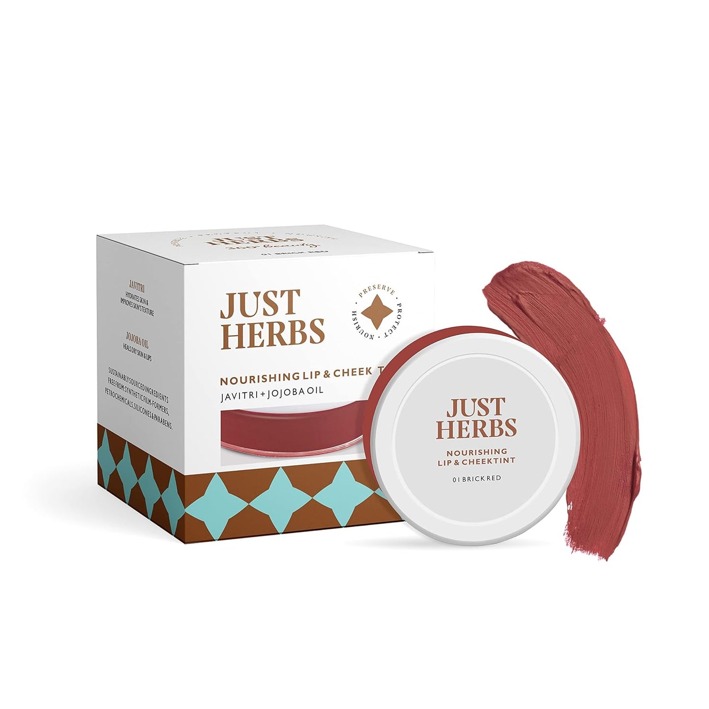 Just Herbs Lip And Cheek Tint -01 (Brick Red)