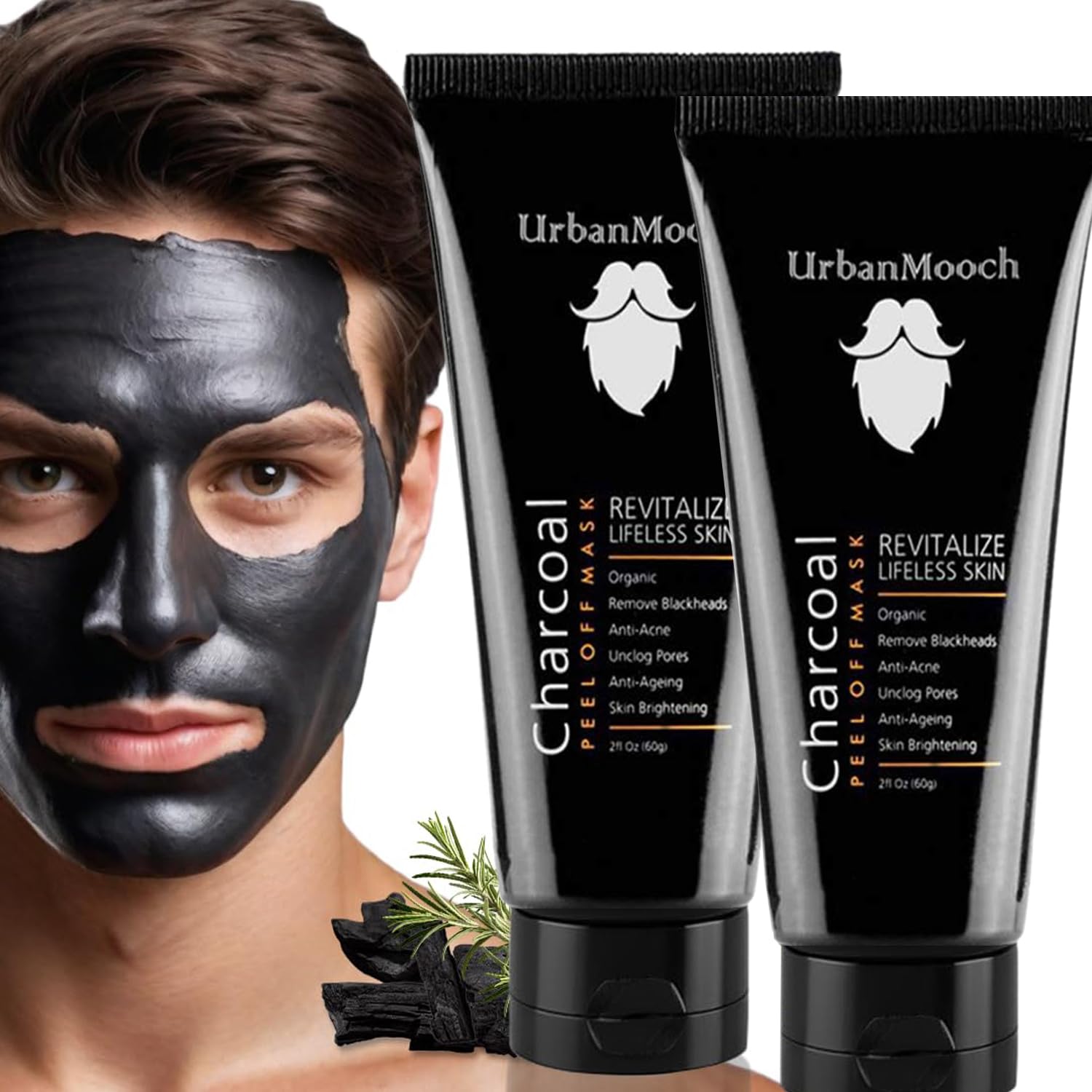 UrbanMooch Activated Black Charcoal Peel Off Mask for Blackheads Removal | Deep Cleansing Anti Acne and Skin Brightening | 60gm each (Pack of 2) Lohiya Retails