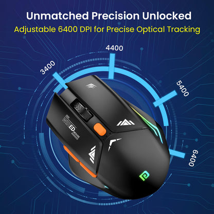 Portronics Vader gaming Mouse with 6 soundless buttons and adjustable DPI (BLACK)