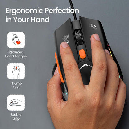 Portronics Vader gaming Mouse with 6 soundless buttons and adjustable DPI (BLACK)