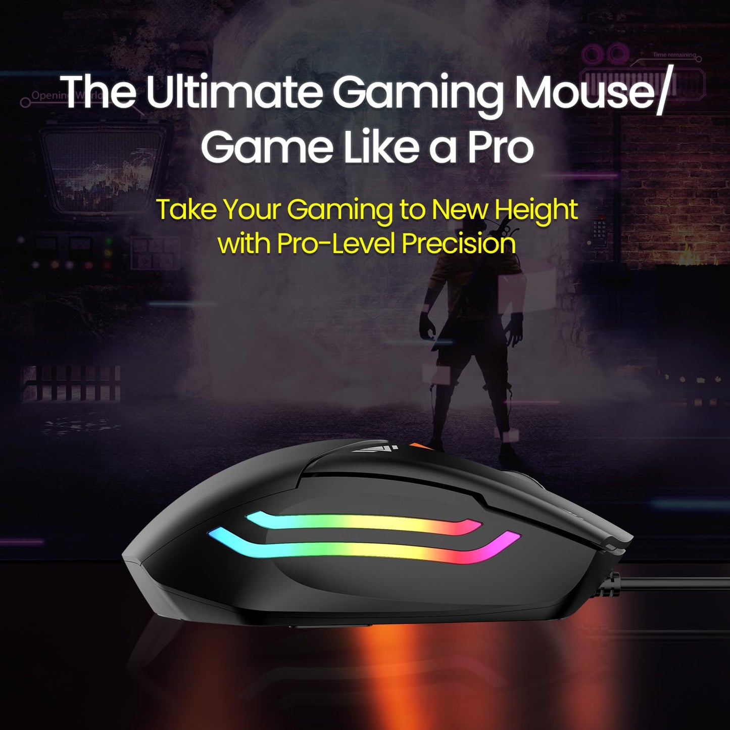 Portronics Vader gaming Mouse with 6 soundless buttons and adjustable DPI (BLACK)