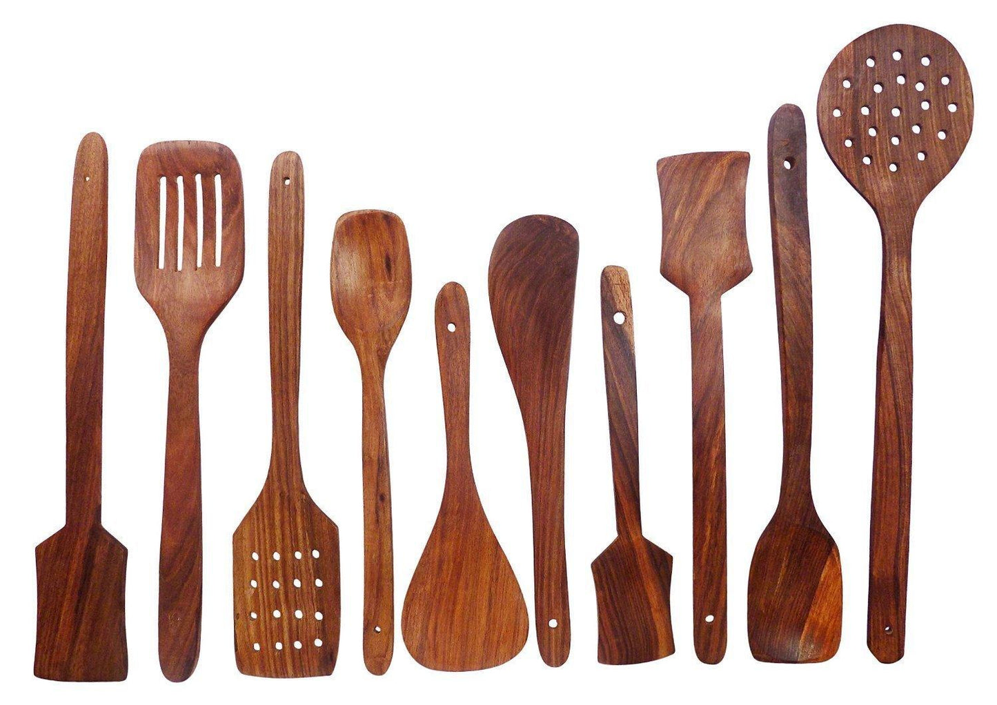 Wooden Cooking and serving handcrafted wooden tools (10 pieces) - HalfPe