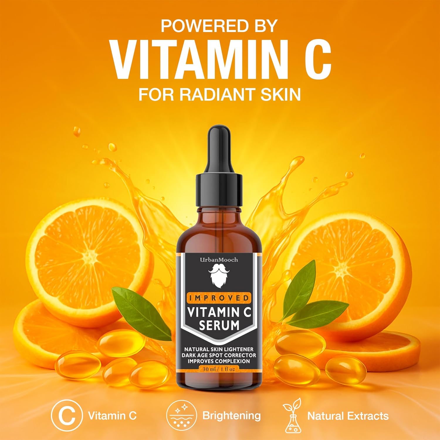UrbanMooch 10% Vitamin C Face Serum | With Vitamin C, 5% Niacinamide & Hyaluronic Acid | Fades Dark Spots | Reduces Pigmentation | Boosts Collagen | Brightens Skin | Suitable For All Skin Types | 30ml Lohiya Retails