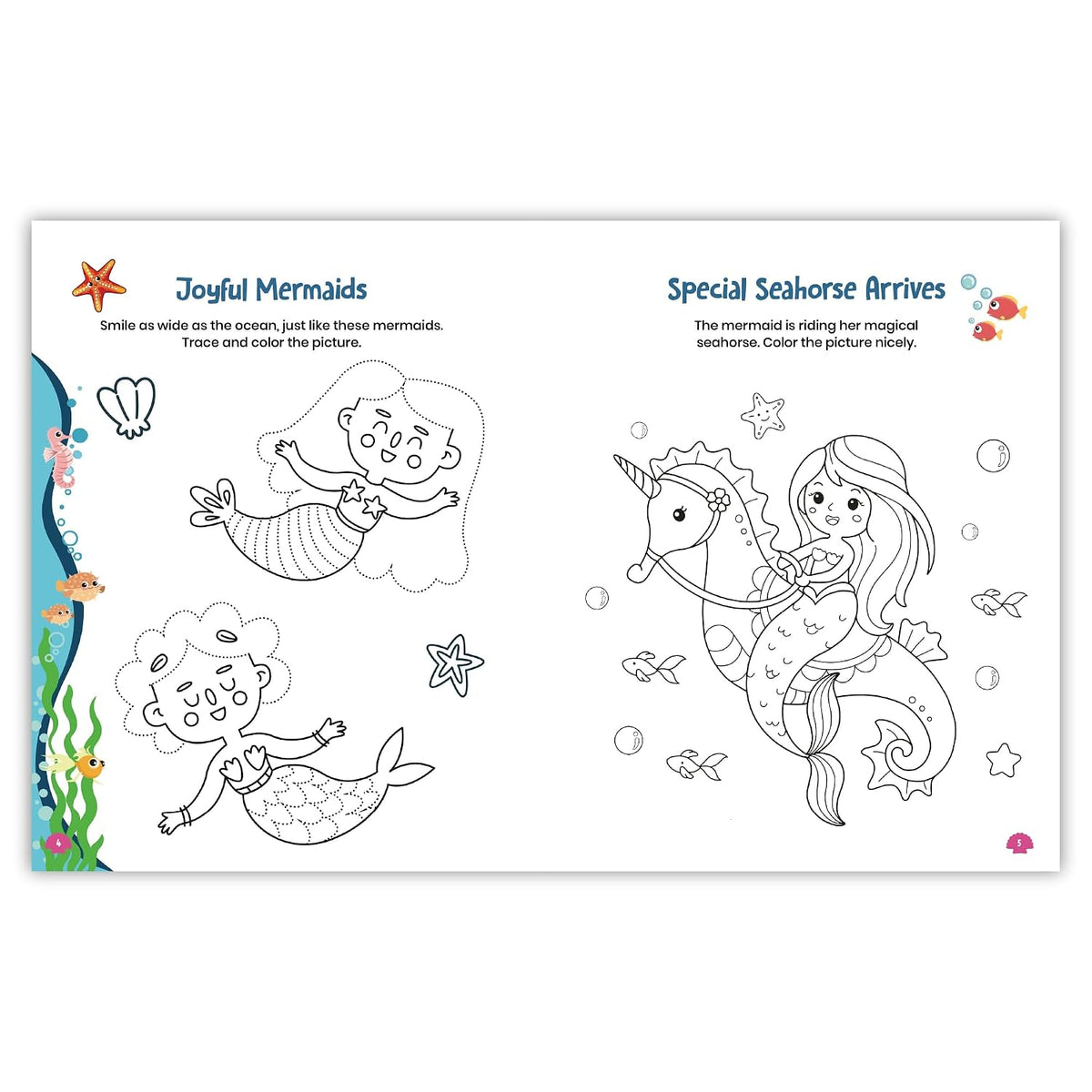 Mermaid Coloring Book: Fun Underwater Coloring Activity Book for Kids