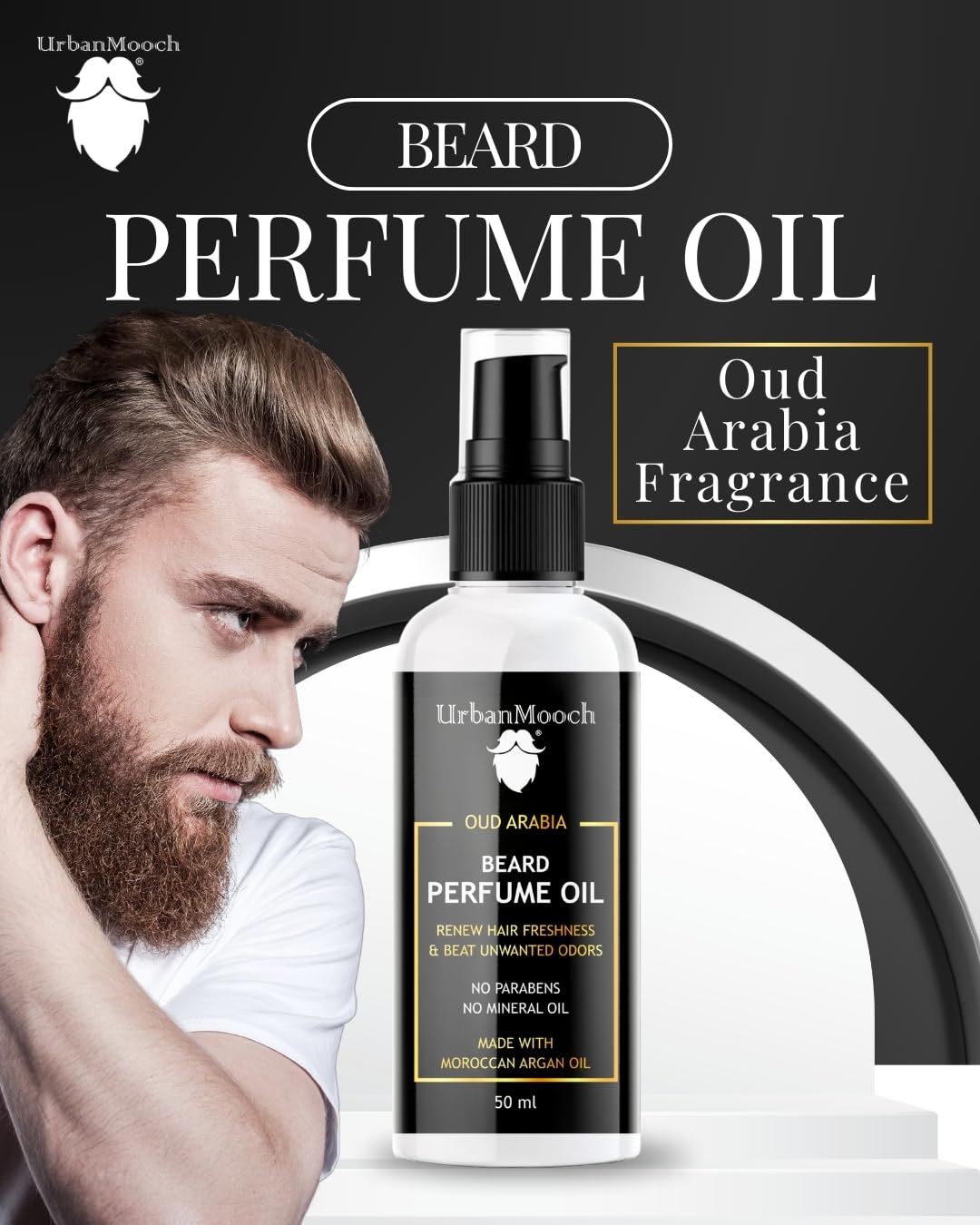 UrbanMooch Beard Perfume Oil for Men | Long-Lasting Masculine Fragrance | Nourishes Beard | Premium Oil-Based Scent | 50ml Beard Grooming Essential Lohiya Retails