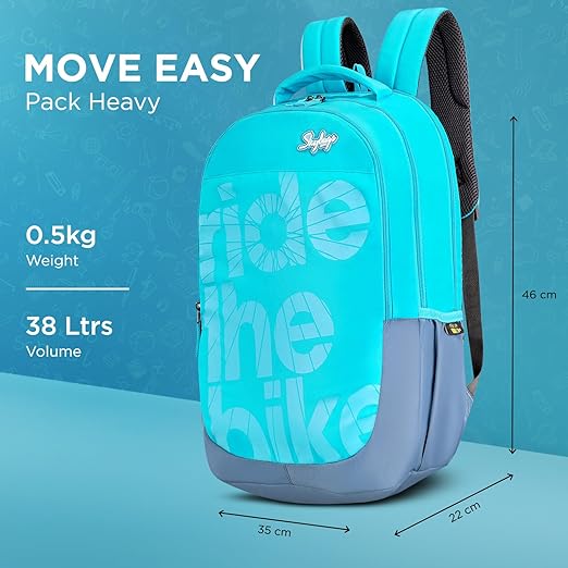 Skybags Stash Blue 38 Liters Casual Backpack for Boys and Girls | 3 Compartments, Quick Access Pocket, Organizer | Perfect for School & Travel - Unisex HalfPe - FW -TPT