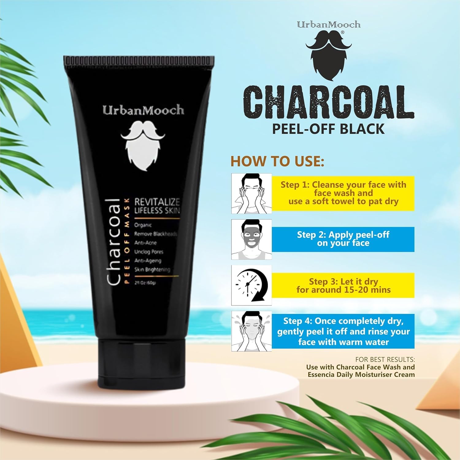 UrbanMooch Activated Black Charcoal Peel Off Mask for Blackheads Removal | Deep Cleansing Anti Acne and Skin Brightening | 60gm each (Pack of 2) Lohiya Retails