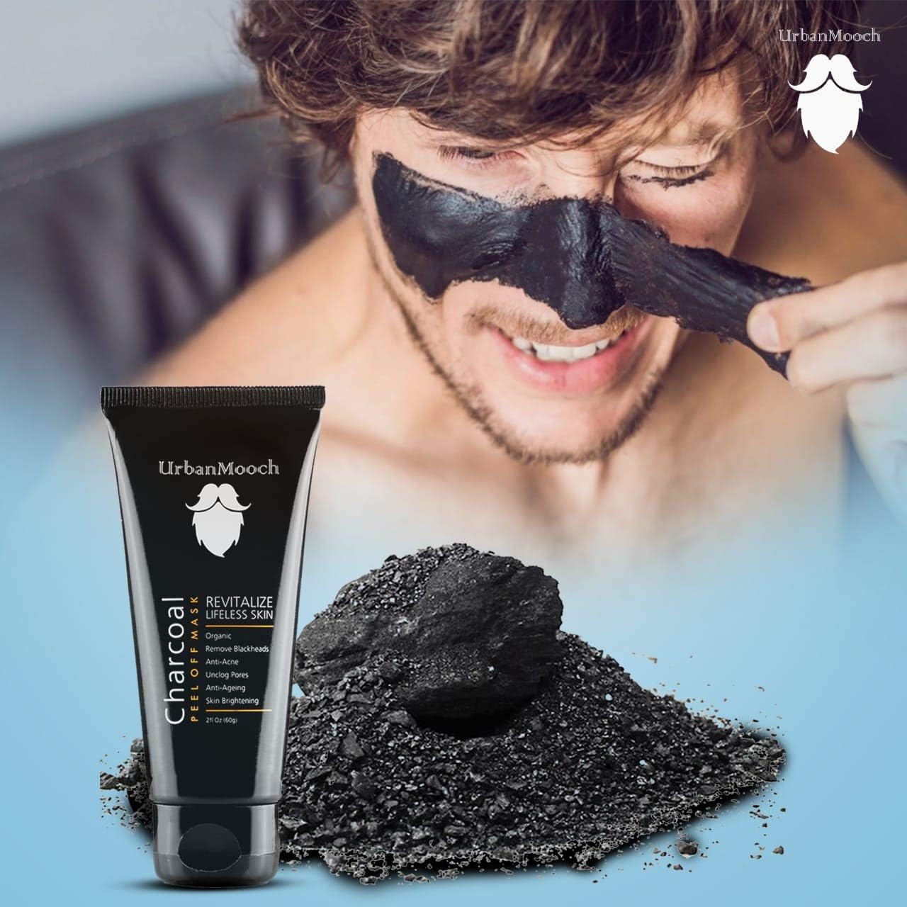 UrbanMooch Activated Black Charcoal Peel Off Mask for Blackheads Removal | Deep Cleansing Anti Acne and Skin Brightening | 60gm each (Pack of 2) Lohiya Retails