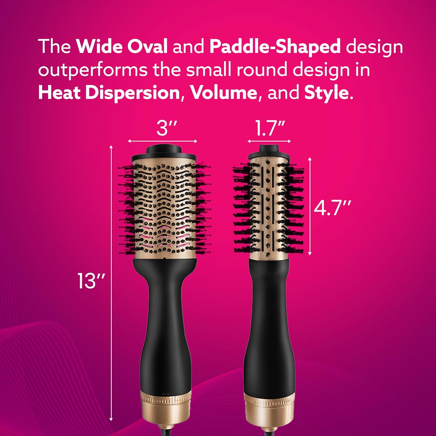 AGARO HV2179 Hot Air Brush for Hair, Volumizer & Styler, 360° Airflow Vent, 1200W, Gold & Black