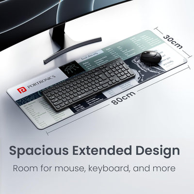 Portronics Comfipad 2 Extended Mouse Pad Windows Shortcut Design Desk Mat Gaming & Office Use (Grey) Halfpe Deals