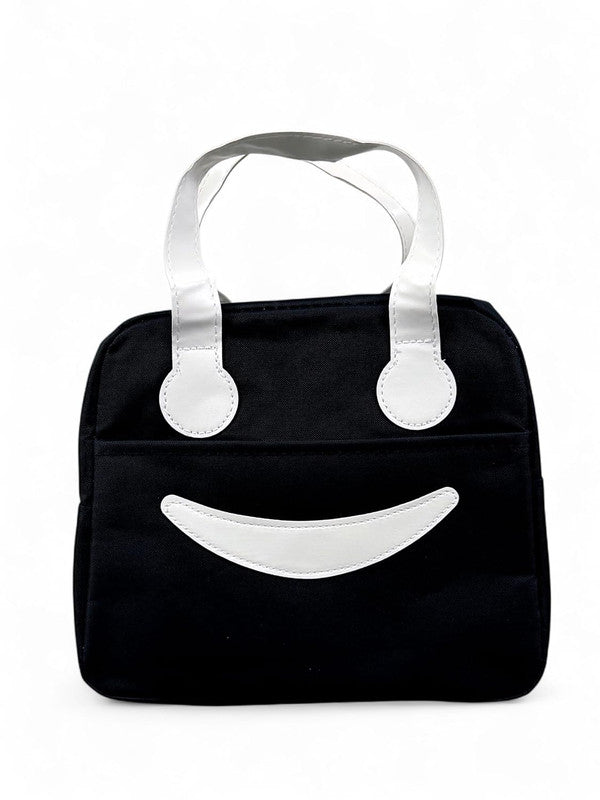 Buddy Cares Smile Lunch Bag – Water Resistant Insulated Lunch Pouch with Handle – Grey