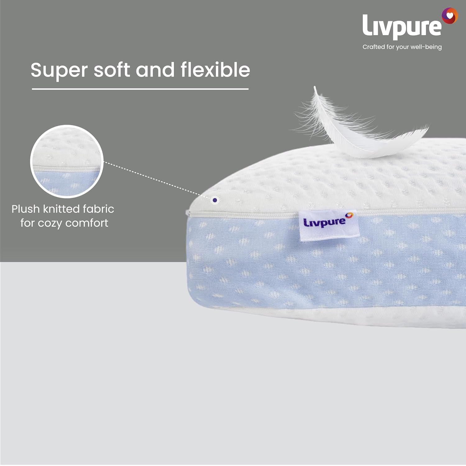 Livpure Smart Breeze Memory Foam Pillow – Perforated Gel Memory Foam Bed Pillow, White (Pack of 2)