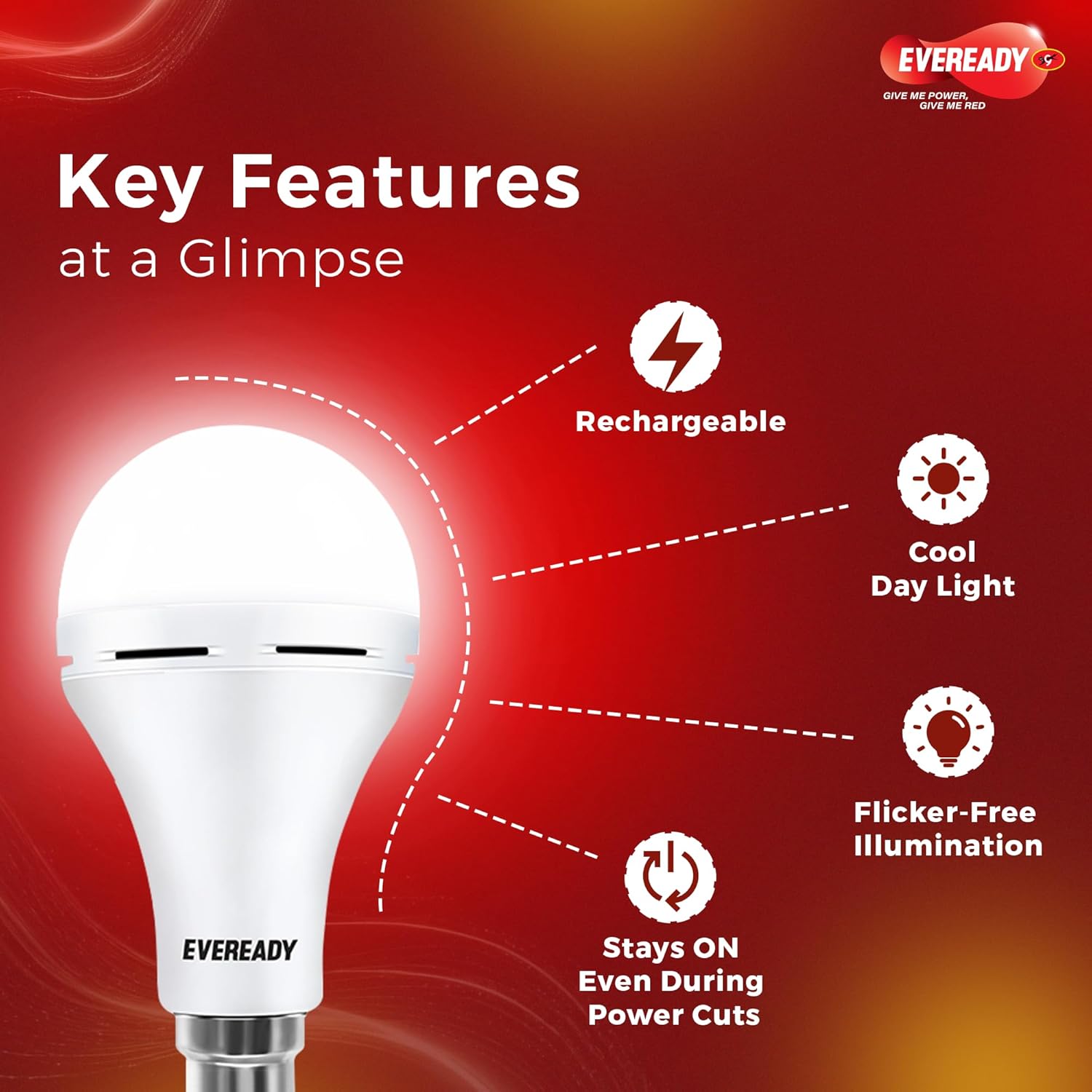Eveready NEO 12W Emergency LED Bulb – 6500K Cool White, Fast Charging