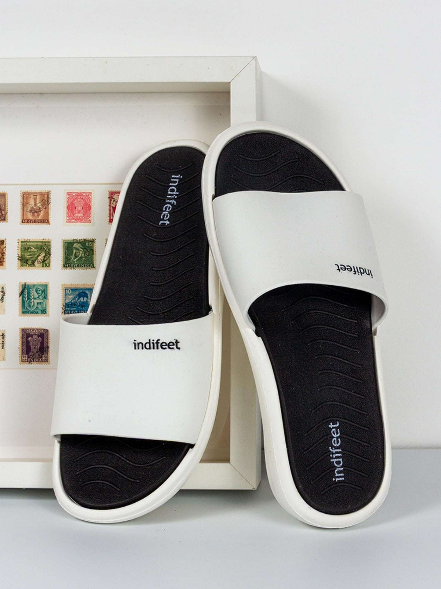 Indifeet Comfortable Rubber Slides for Women - White - View 4
