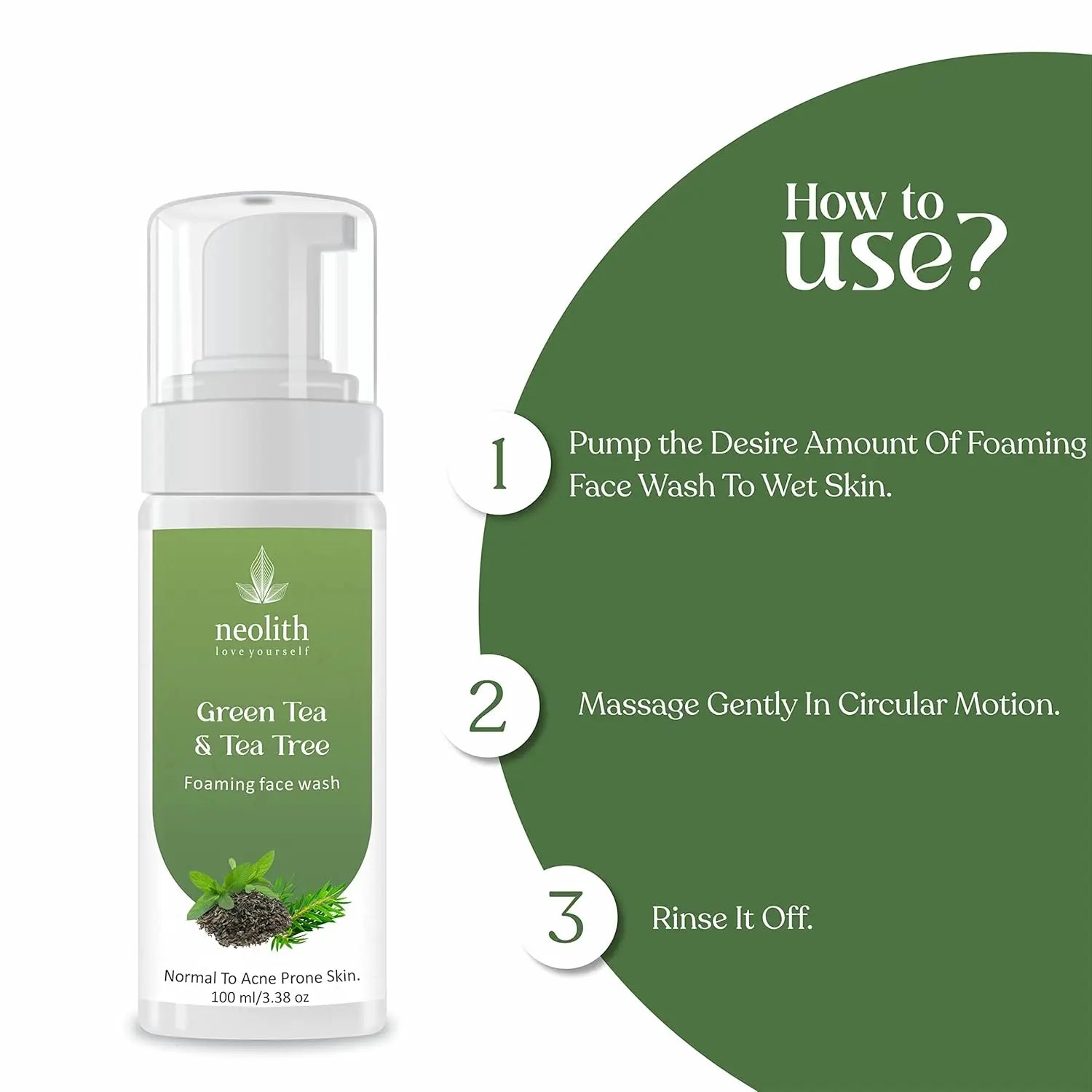 NEOLITH Green Tea & Tea Tree Foaming Face Wash (100ML) NEOLITH