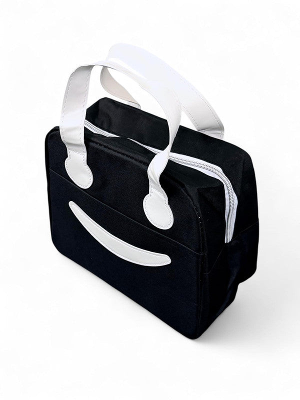 Buddy Cares Smile Lunch Bag – Water Resistant Insulated Lunch Pouch with Handle – Detail View
