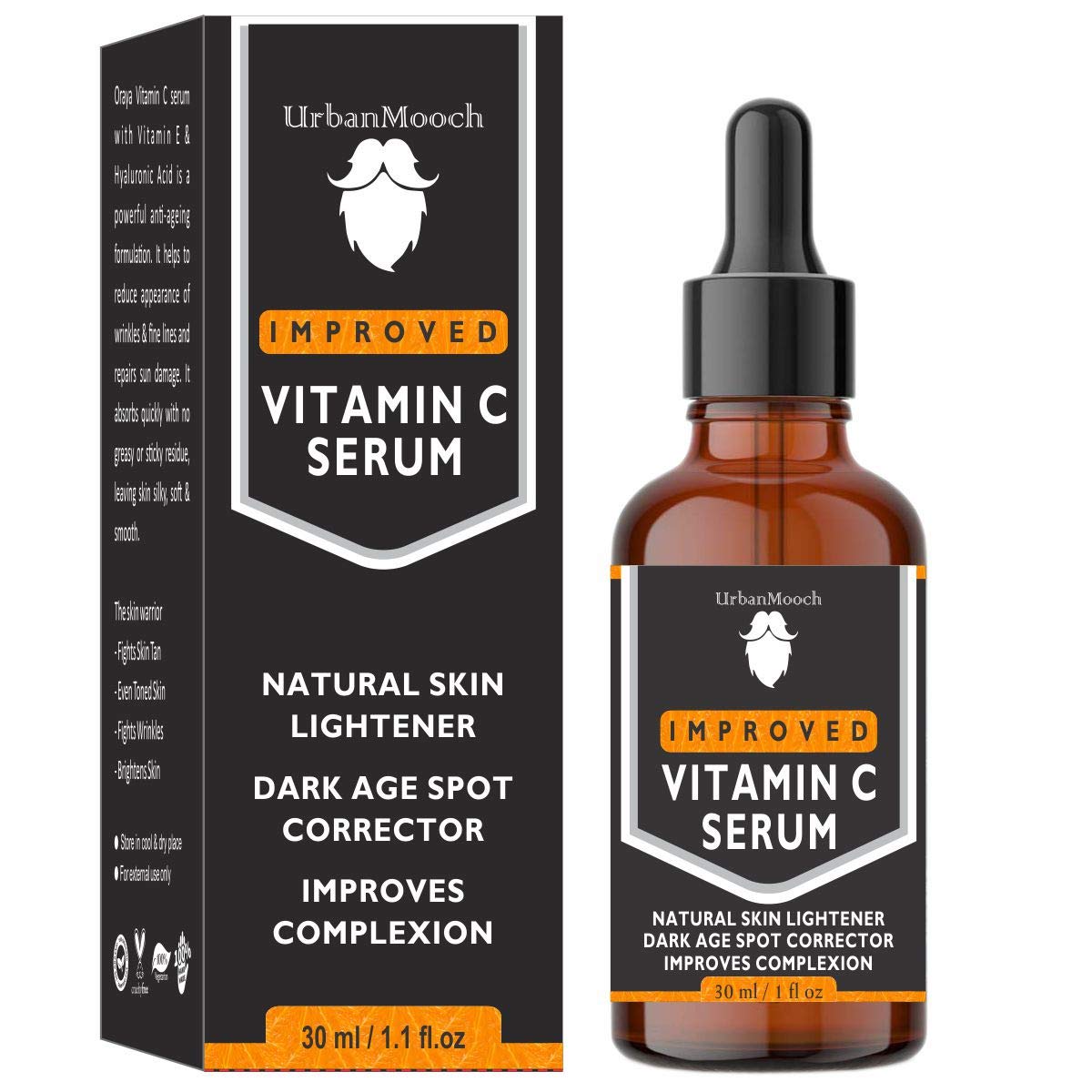 UrbanMooch 10% Vitamin C Face Serum | With Vitamin C, 5% Niacinamide & Hyaluronic Acid | Fades Dark Spots | Reduces Pigmentation | Boosts Collagen | Brightens Skin | Suitable For All Skin Types | 30ml Lohiya Retails